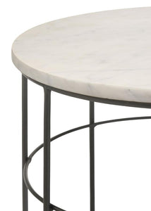 Halona - Round Accent Table With Marble Top - White