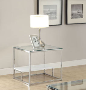 Ruben - End Table - Chrome & Clear Glass