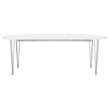 Heather - Oval Dining Table With Hairpin Legs - Matte White and Chrome