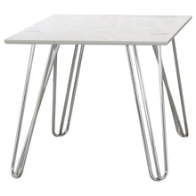 Harley - Hairpin Leg Square End Table - White and Chrome