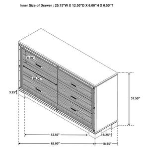 Cappola - Rectangular 6-Drawer Dresser - Silver And Black