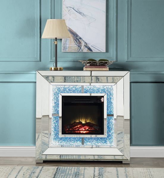 Noralie - Fireplace - Mirrored & Faux Diamonds - 41