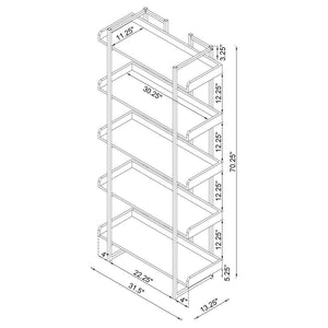 Angelica - 5-Shelf Bookcase - Walnut And Chrome