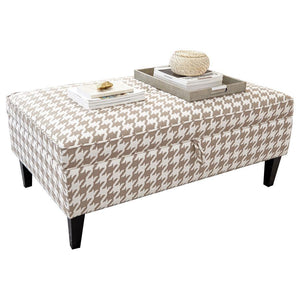 Mcloughlin - Upholstered Storage Ottoman - Beige and White