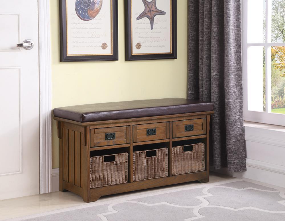 Yaretzi - 3-Drawer Storage Bench - Brown