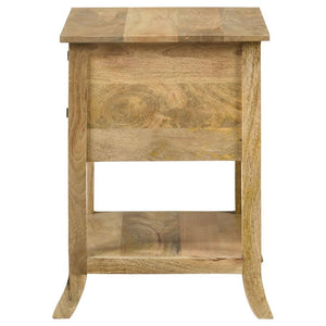 Russo - 2-Drawer Accent Table With Open Shelf - Natural Mango