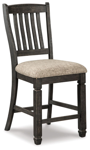 Tyler Creek - Upholstered Barstool (Set of 2) - Black / Grayish Brown