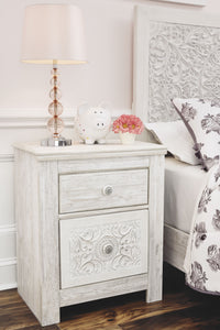 Paxberry - Whitewash - Two Drawer Night Stand