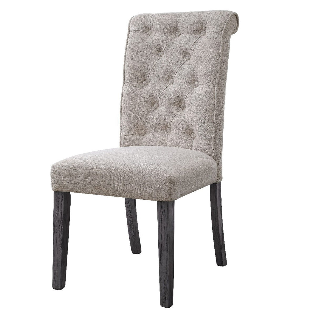 Yabeina - Side Chair (Set of 2) - Beige Linen & Gray Finish