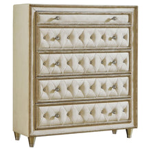 Antonella - 5-Drawer Upholstered Chest - Ivory and Camel