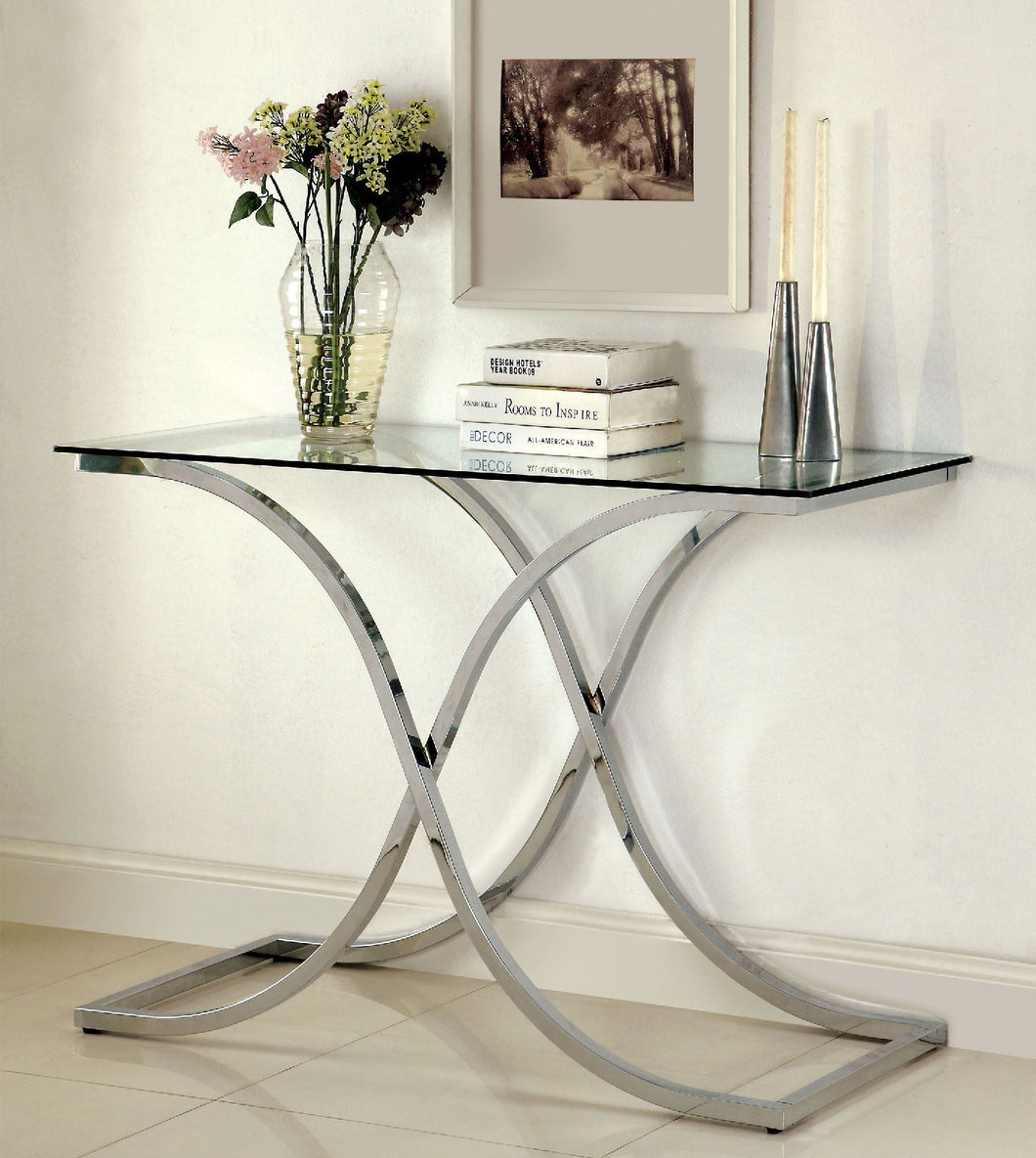 Luxa - Sofa Table - Pearl Silver