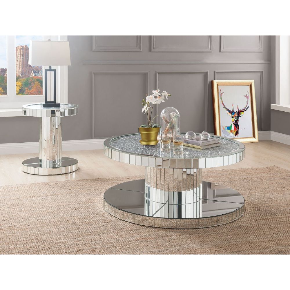 Ornat - Coffee Table - Mirrored & Faux Stones