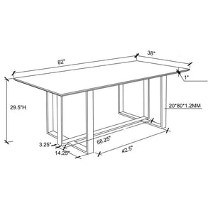 Annika - Rectangular Glass Top Dining Table - White and Chrome