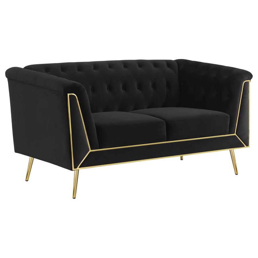 Holly - Tuxedo Arm Tufted Back Loveseat - Black