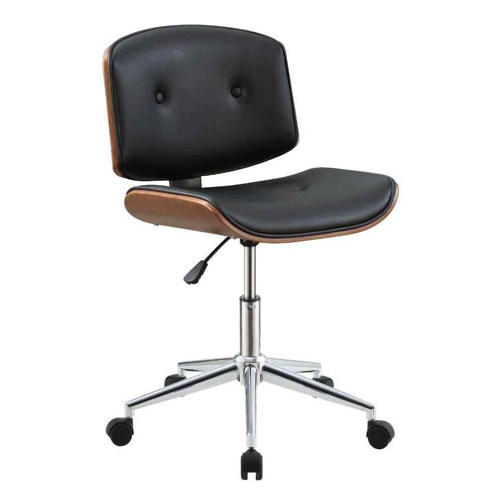 Camila - Office Chair - Black PU & Walnut - 36