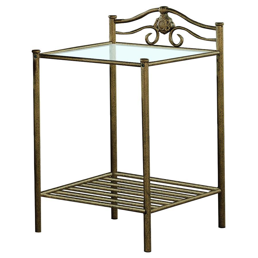 Sydney - Metal 2-Shelf Nightstand - Antique Brushed Gold