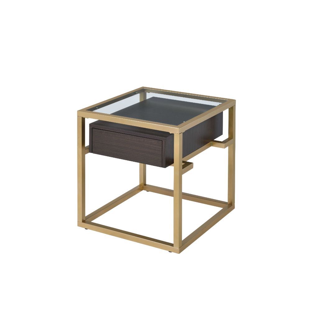 Yumia - End Table - Gold & Clear Glass - 23