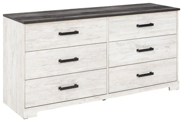 Shawburn - Six Drawer Dresser - Pewter-tone pulls - White / Black / Gray