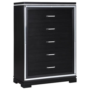 Cappola - Rectangular 5-Drawer Chest - Silver And Black