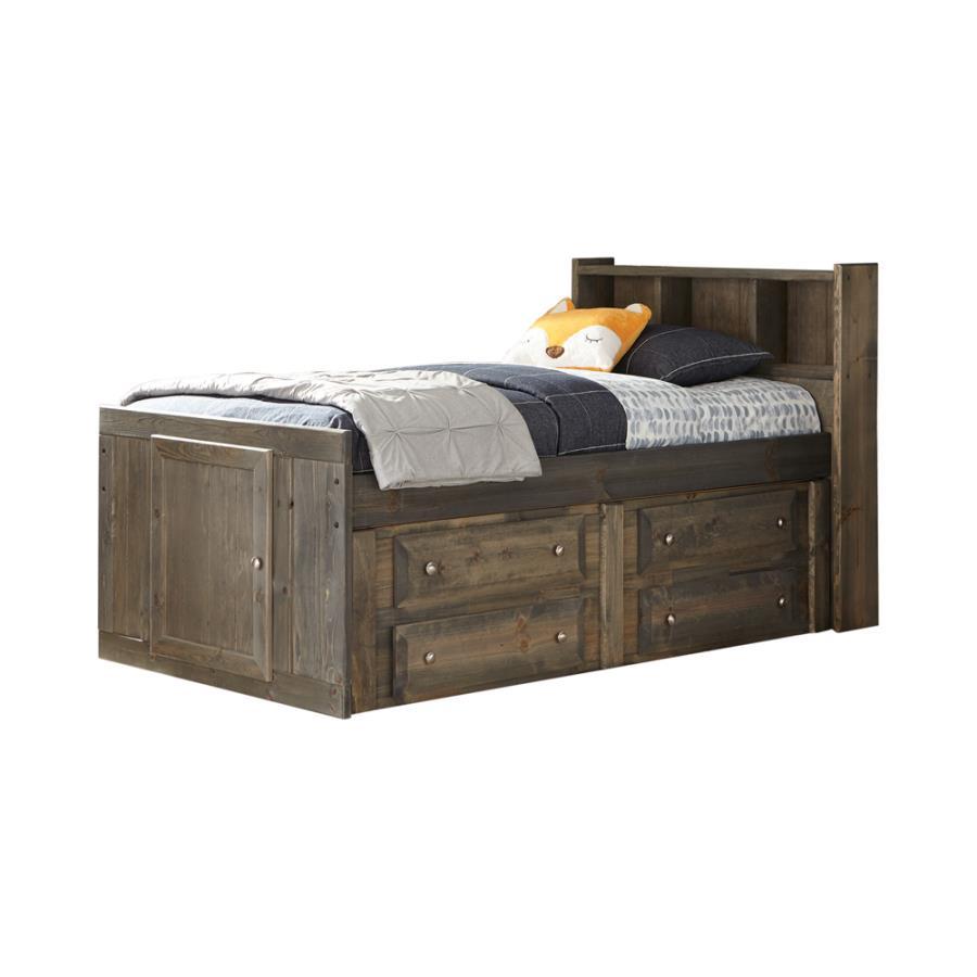 Wrangle Hill - Wood Twin Storage Bookcase Bed - Gunsmoke