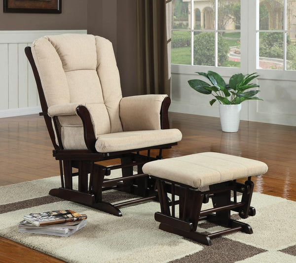 Midge Upholstered Glider With Ottoman Beige