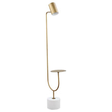 Jodie - Adjustable Floor Lamp Side Table - Antique Brass