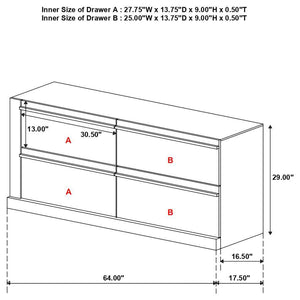 Azalia - 4-Drawer Dresser - Black And Walnut