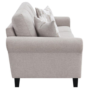 Nadine - Upholstered Round Arm Sofa - Oatmeal