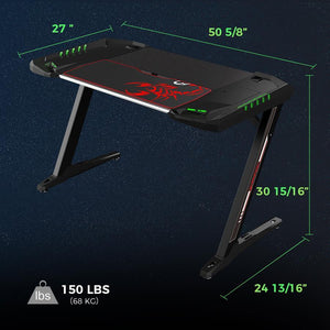 Ardsley - Z-Framed Gaming Desk With Led Lighting - Black