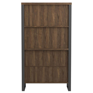 Pattinson - 2-Door Rectangular Bookcase - Aged Walnut And Gunmetal