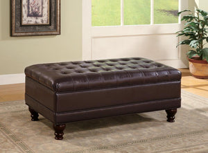 Bradley - Tufted Storage Ottoman With Turned Legs - Brown