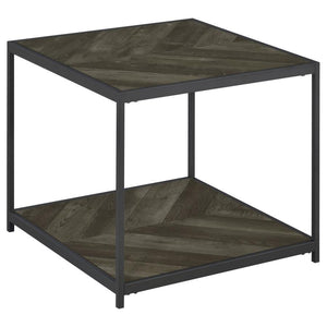 Beckley - Chevron End Table - Rustic Gray Herringbone