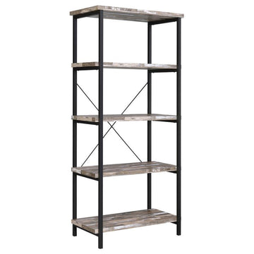 Kemper - 4-Shelf Bookcase - Salvaged Cabin and Black