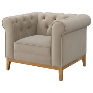 Sandrine - Button Tufted Tuxedo Arms Chair - Camel