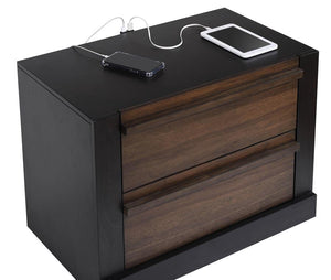 Azalia - 2-Drawer Nightstand - Black And Walnut