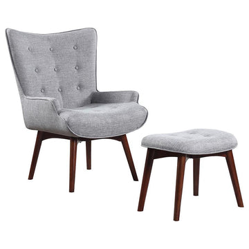 Willow - Upholstered Accent Chair With Ottoman - Gray And Brown