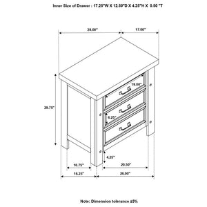 Barstow - 3-Drawer Rectangular Nightstand - Pinot Noir