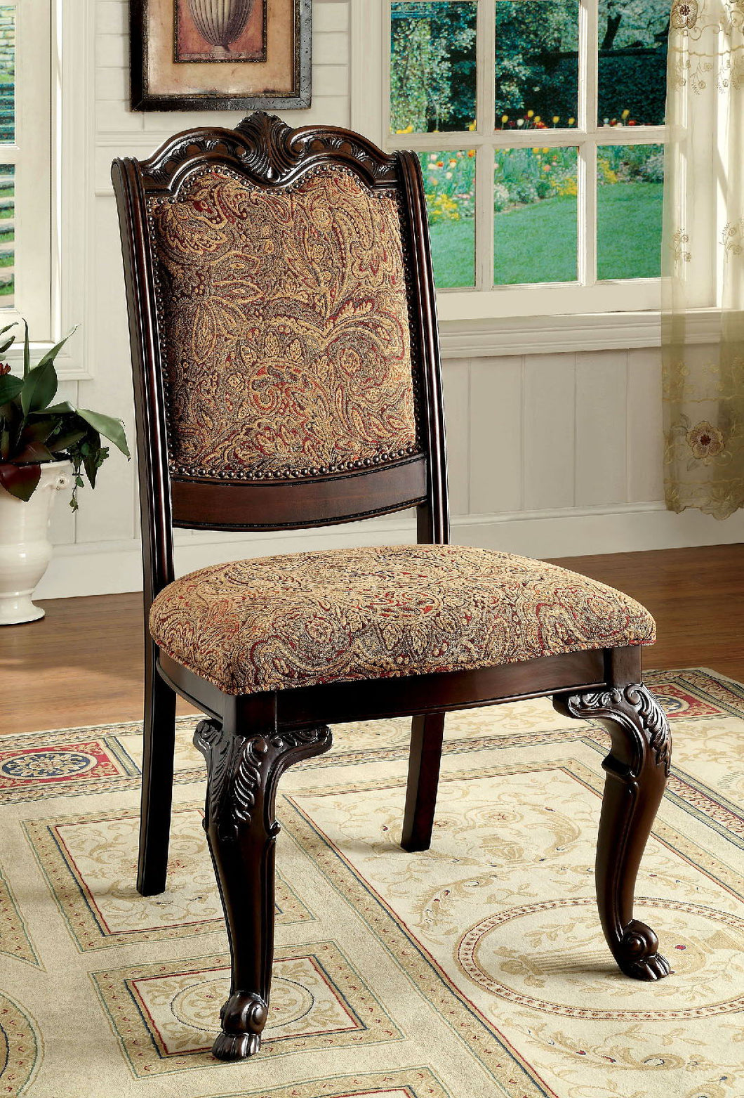 Bellagio - Fabric Side Chair (Set of 2) - Brown Cherry / Brown
