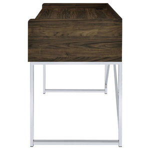 Angelica - 3-Drawer Writing Desk - Walnut And Chrome