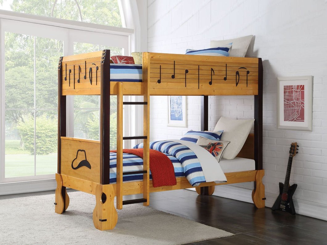 Petrus - Twin Over Twin Bunk Bed - Honey Oak & Espresso