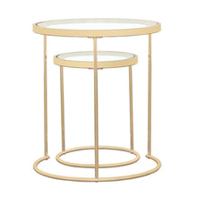 Maylin - 2 Piece Round Glass Top Nesting Table Set - Gold