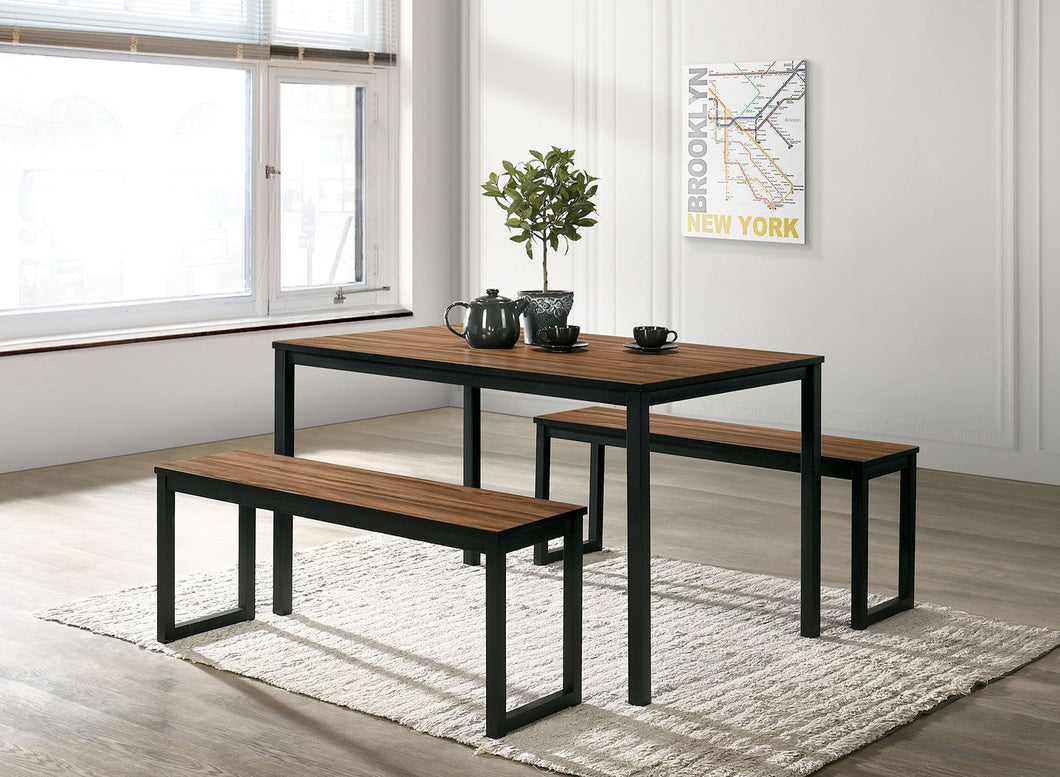 Tripoli - 3 Piece Dining Set - Walnut / Black