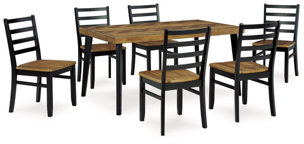 Blondon Rectangular Drm Table Set (Set of 7) Brown / Black