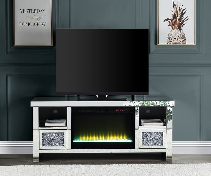 Noralie - TV Stand - Mirrored & Faux Diamonds - 26
