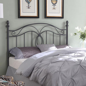 Evan - Queen / Full Scroll Metal Headboard - Dark Gray