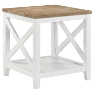 Hollis - Square Wood End Table With Shelf - Brown And White