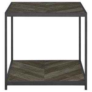 Beckley - Chevron End Table - Rustic Gray Herringbone