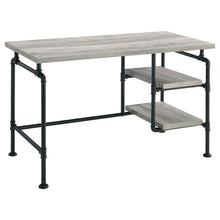 Delray - 2-Tier Open Shelving Writing Desk - Gray Driftwood And Black