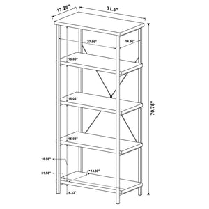 Kemper - 4-Shelf Bookcase - Salvaged Cabin and Black