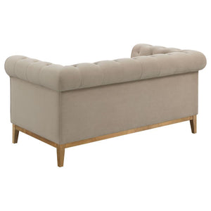 Sandrine - Button Tufted Tuxedo Arms Loveseat - Camel